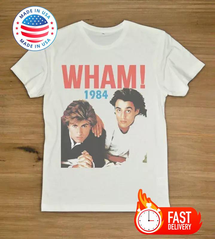 Винтажная футболка 1984 года WHAM Джордж Майкл Эндрю Риджли Полный размер Белая футболка Унисекс XXL