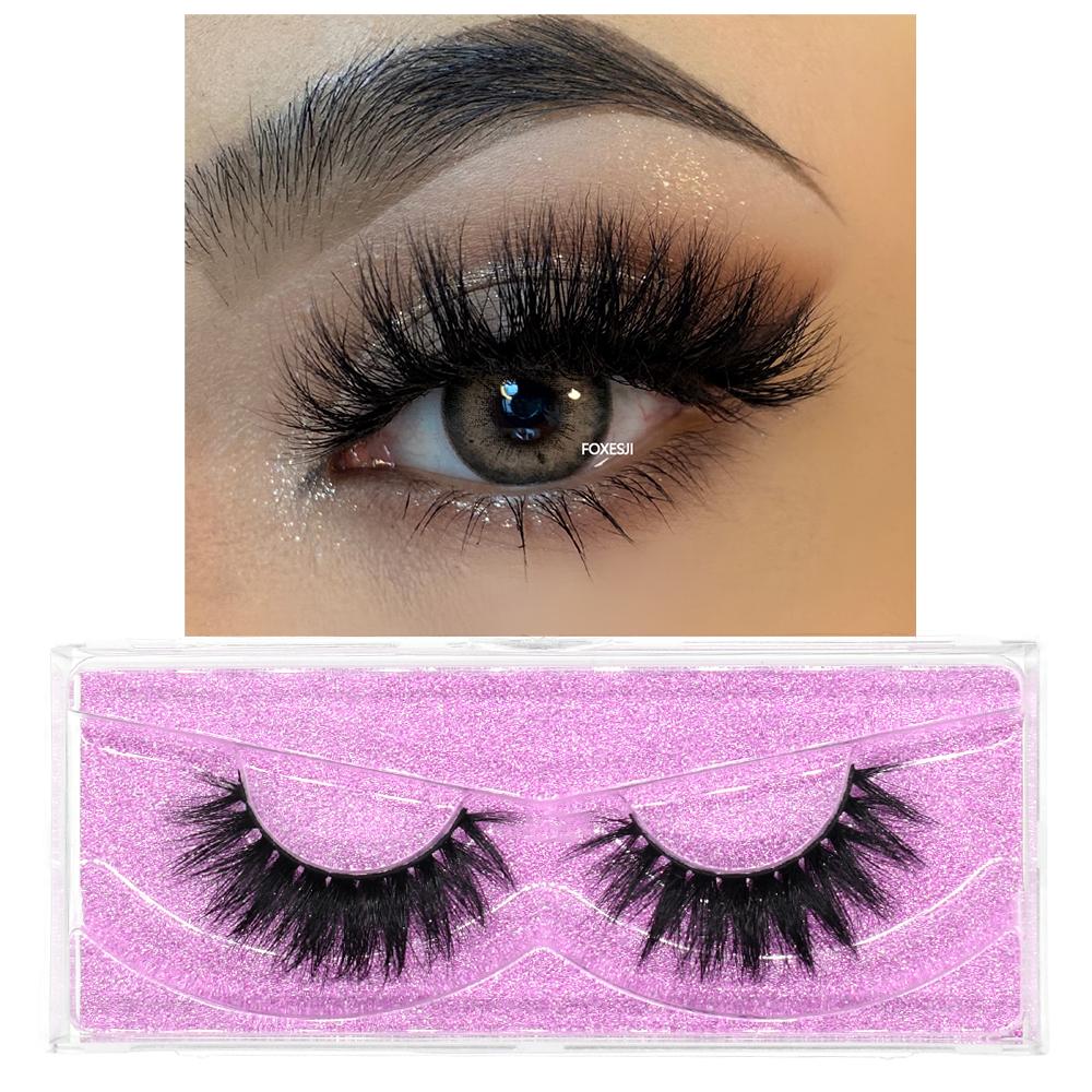 FOXESJI 3D Mink False Eyelashes Fluffy High Volume Eye Lashes Natural Wispy Full Strip Mink Eyelash Extension Bulk Lash Makeup