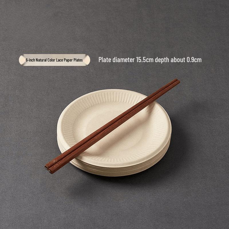 Disposable 6-Inch Natural Lace Edge Plates