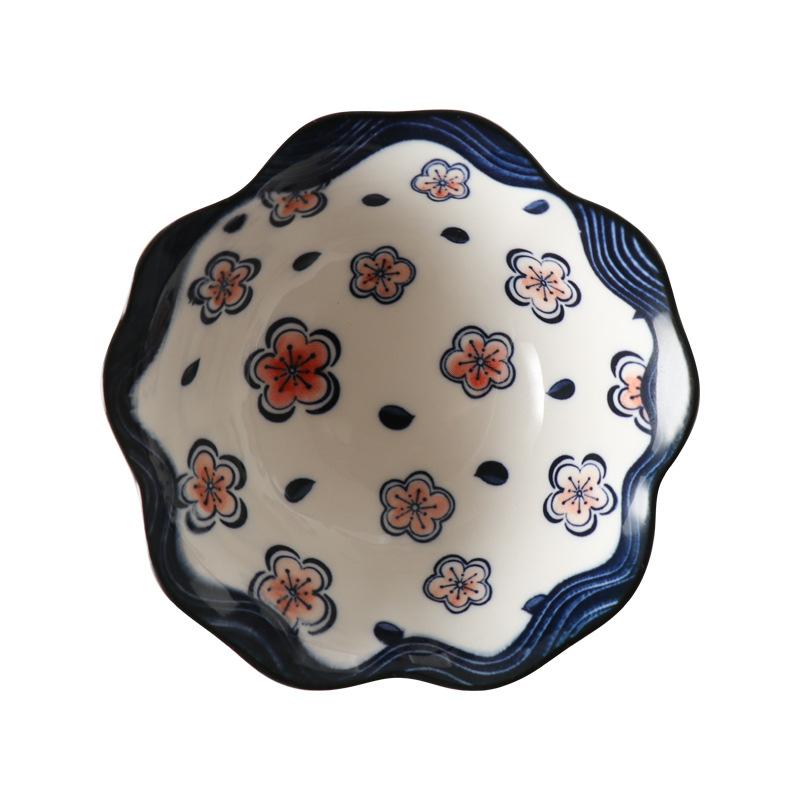 1pcs Japanese Style Four Seasons Flower Hand Painted Snack Plate Petal Plate Creative Pattern Sauce Plate