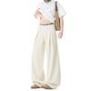 Summer thin imitation linen casual pants Japanese retro pleated loose wide-leg pants old money wind cleanfit trousers