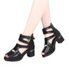 Large size thick heel fish mouth sandals women's 2025 summer new mother sandals platform-soled casual fashion high-top open-toed women's shoes