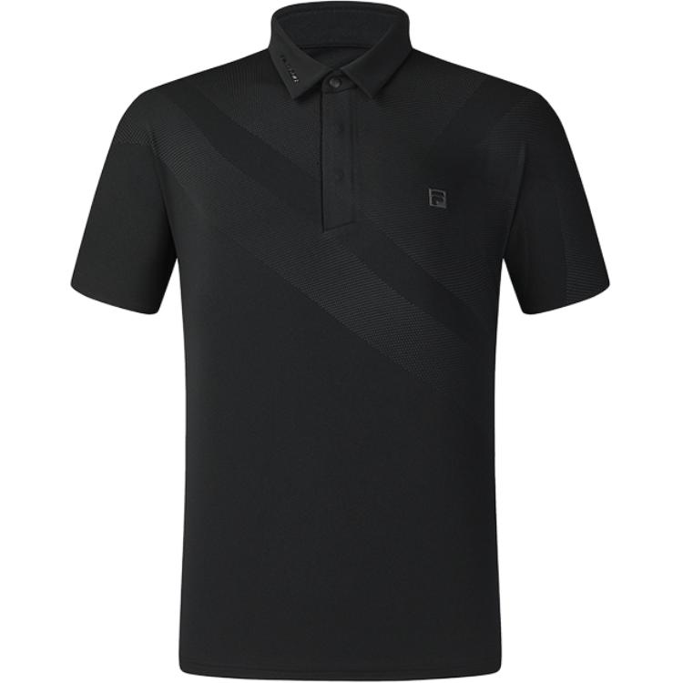 FILA Fashionable Golf Sports Comfortable Soft Short Sleeve UV Resistant Polo Shirt Men tops Black A11M515102F-BK M