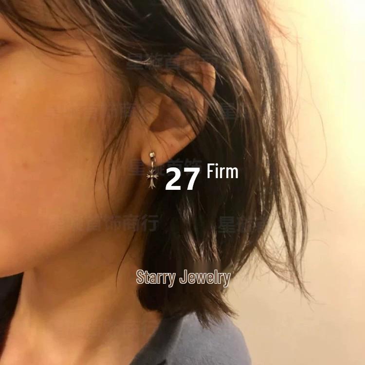 Cercei atârnători New Cross G-Dragon cu diamante colorate pentru bărbați și femei, Cupru alb, Argint thailandez, Ac din argint s925