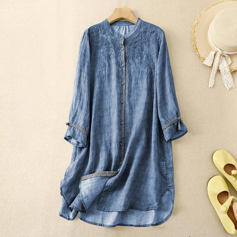 Hem Damen Baumwolle Langarm Hemd Top Locker Lässig Vielseitig Sonnenschutz Jacke Hemd