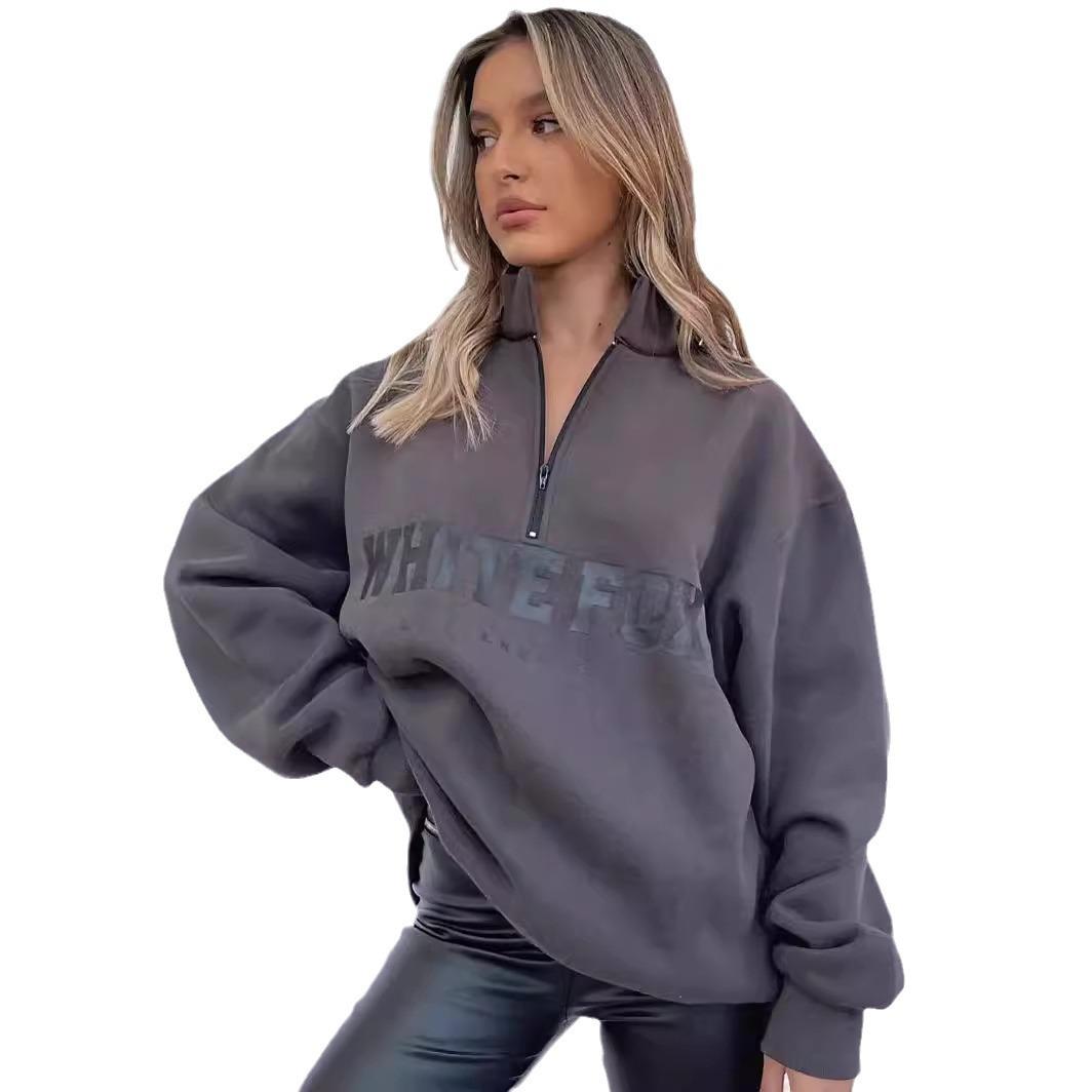 Осень и зима Новая повседневная толстовка с капюшоном с коротким воротником — фото 19