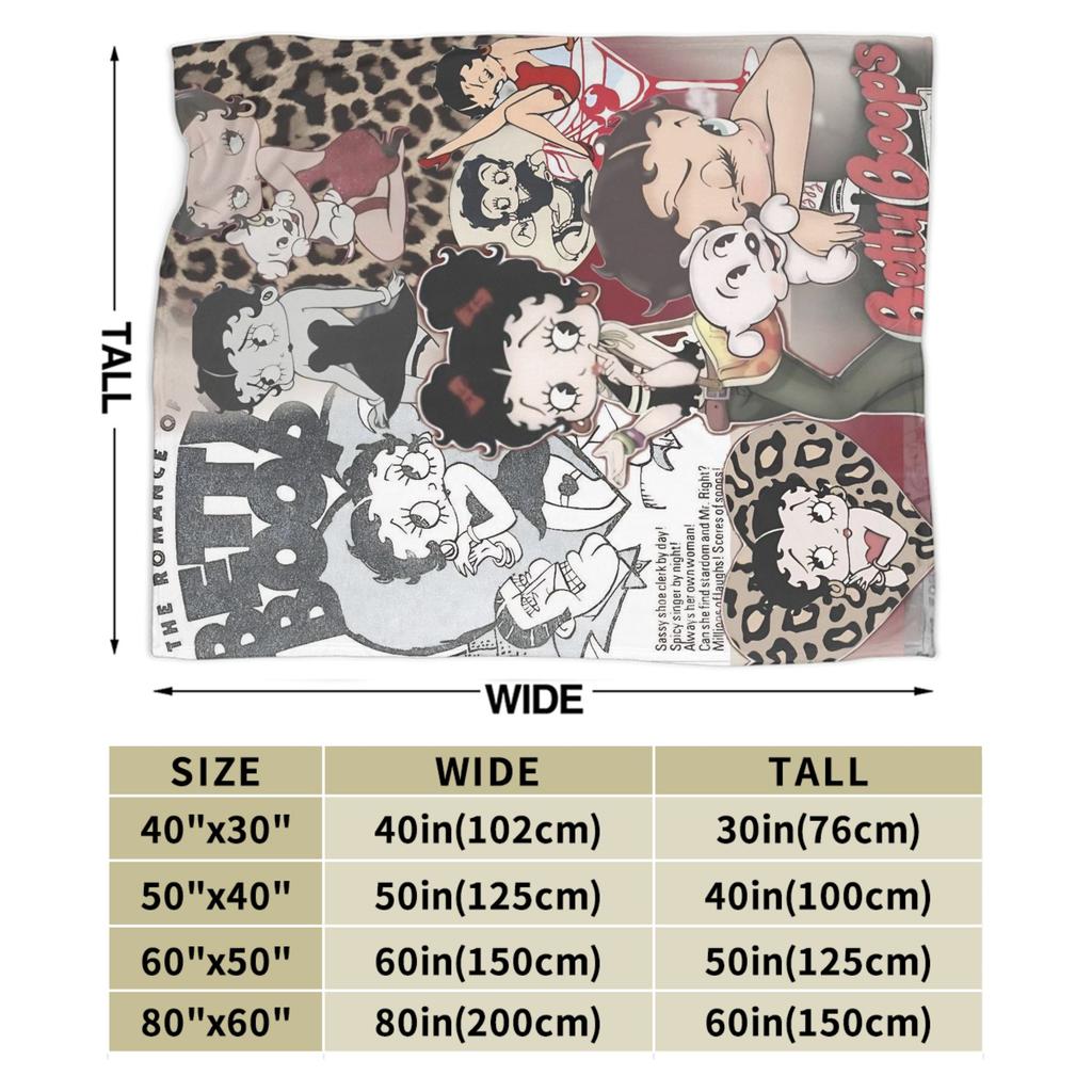 B-Bettys Boops Blanket Multiple Sizes Cozy and Lightweight  Throw Blankets for Sofa Couch and Bed