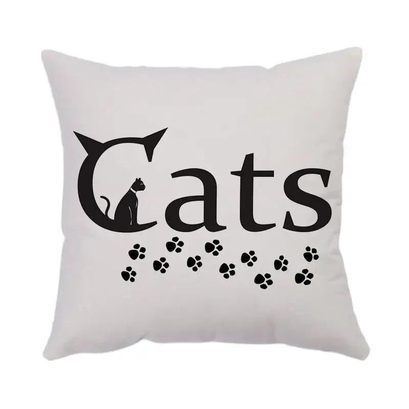Cartoon Cat Print Pillowcase 45*45cm Modern Simple Decorative Pillowcase Office Sofa Seat Bedroom Home Decoration Cushion Cover
