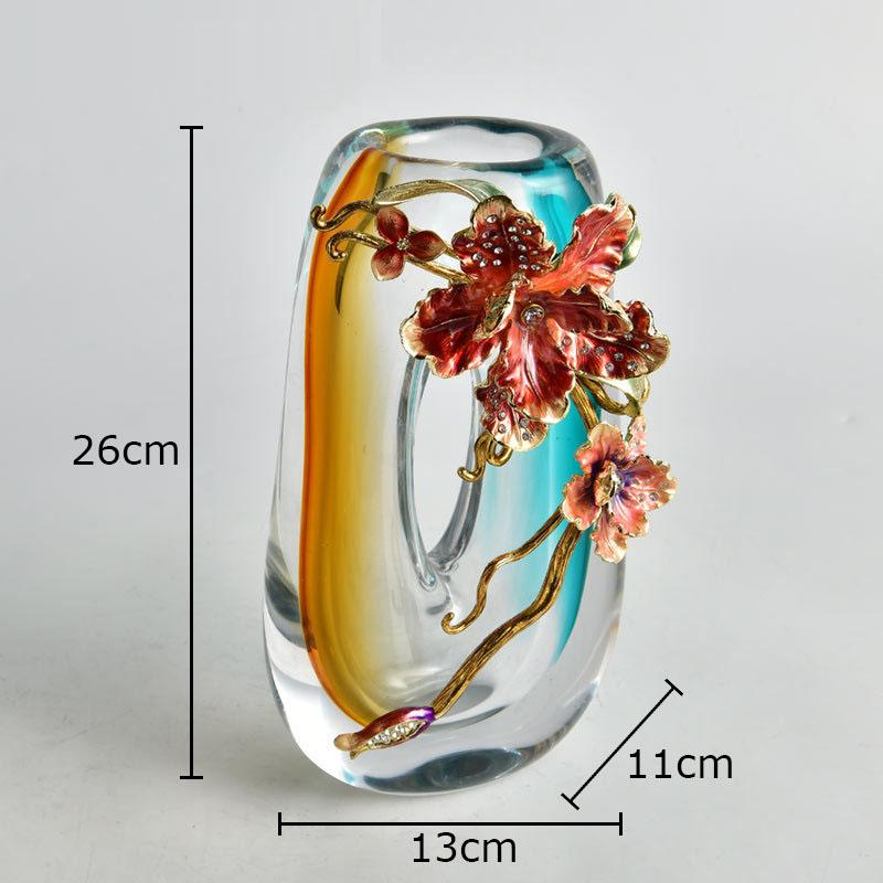 Blue Gradient Color Hollow Glass Vase Desk Decoration Flowers Arrangement Floral Relief Transparent Vases Room Aesthetic Decor