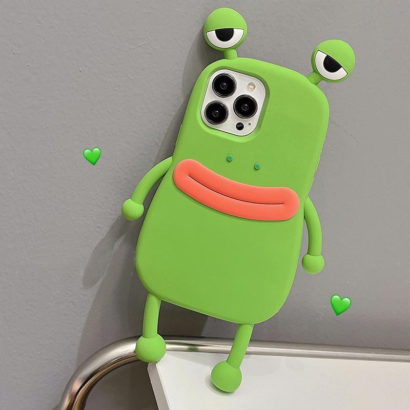 Funny Soft Silicone 3D Frog Phone Case For For Iphone 14 13 11 12 1 16 17 Pro Max XS XR 8 Plus Cartoon Cute Shockproof Bumper Cover