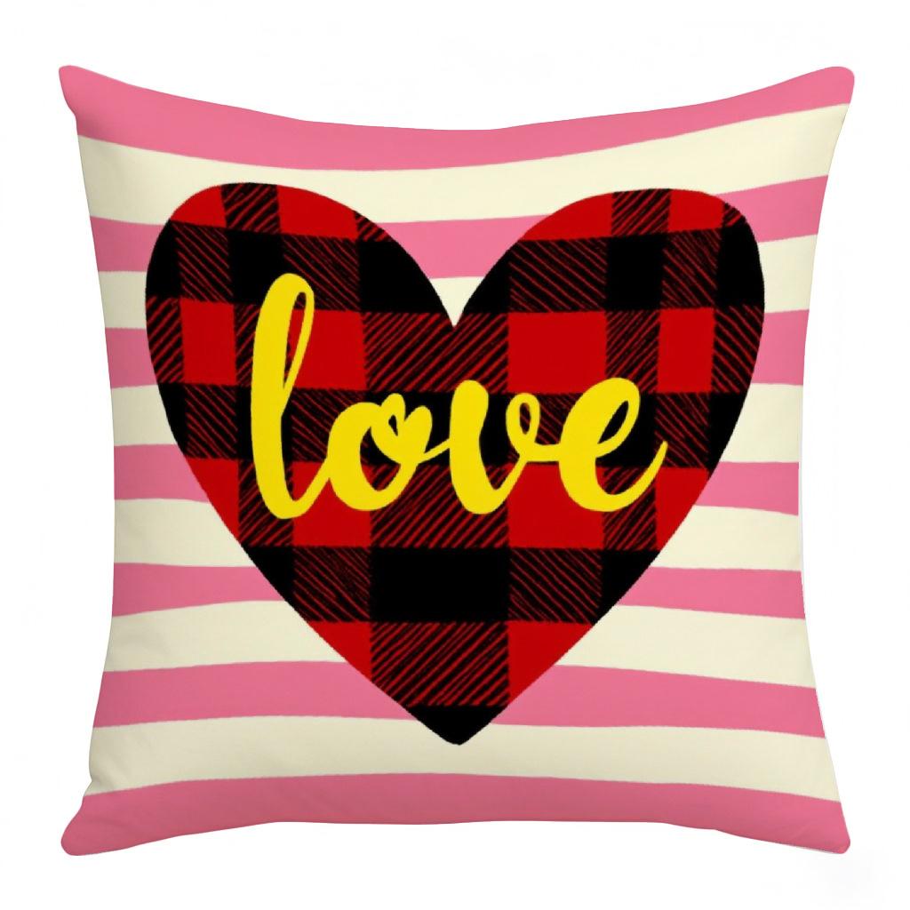 

Pink Valentine s Day Festive Atmosphere Letter Cushion Cover Home Decoration Living Room Sofa Cushion Cover Linen Print 45 * 45Cm without core