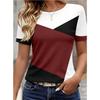 Fashion Women Retro Creative Color-blocking Print T Shirt Funny Casual O-neck Short Sleeves T-shirt Summer Female Tee Shirt