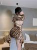 Sexy lingerie female sexy straps bundled halter leopard print nightclub