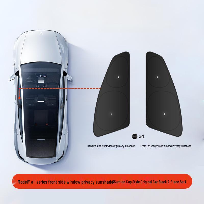 Tesla Model 3/Y Camping Privacy Sunshade with Suction Cups - Opaque, Anti-Peeping Side Panel