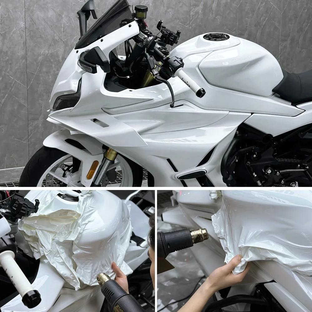 Bright White Vinyl Wrap Self-adhesive Auto Motorcycle Body Wrap Sticker Glossy White Vinyl Film Shiny White Car Accessories