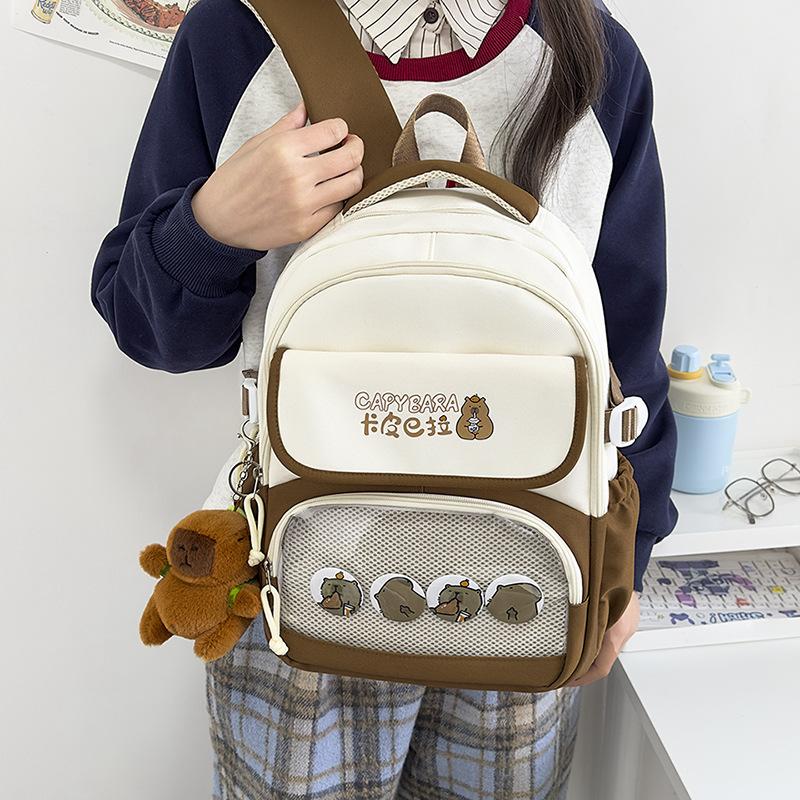 

Capibara Boys and Girls Campus Casual Children s School Bag Girls Cartoon Versatile Lightweight Backpack College Student Shoulders single package коричневый