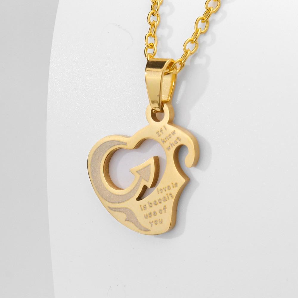 Stainless Steel Heart To Heart Lovers Necklace Christmas Gift Heart Pendant