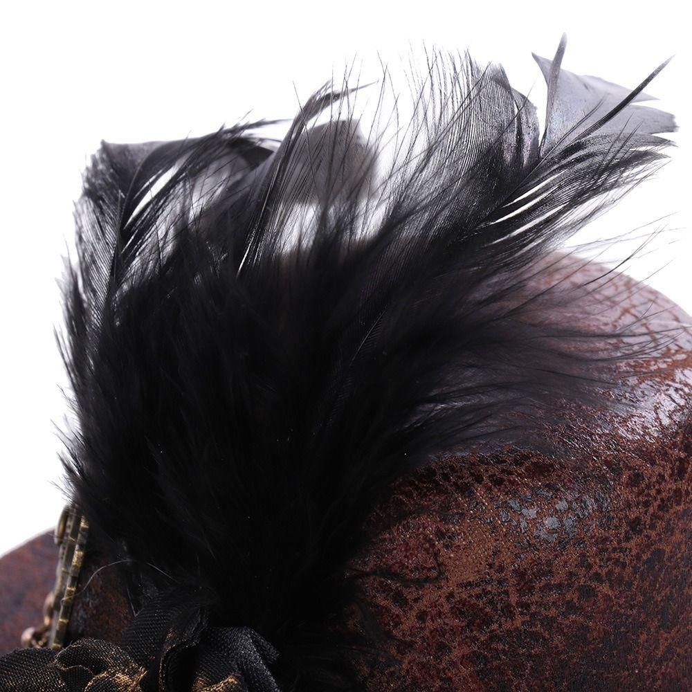 Fashion Scarecrows Witch Hat Gears Feather Goth Headwear Steampunk Hair Clip  Headgear