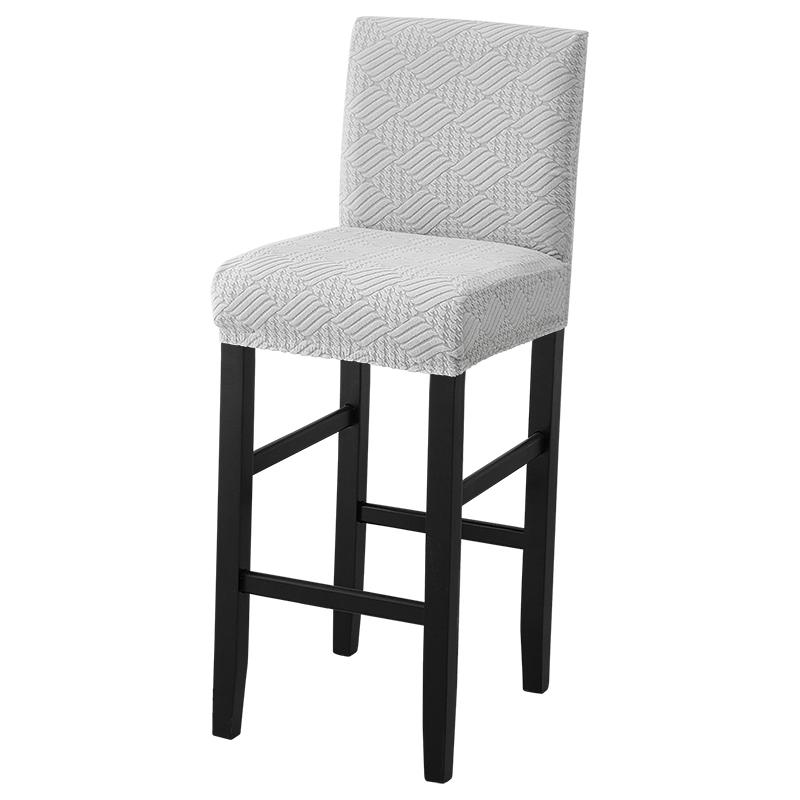 Jacquard Bar Chair Cover Short Back Scandinavian Stool Seat Covers Slipcovers Hotel Dining Small Size Solid Color Chair Case 1pc