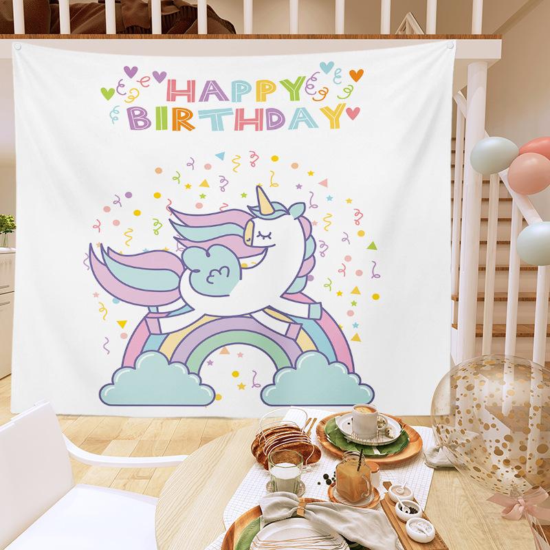 Birthday Party Decoration Tapestry Photo Background Cloth Ins Hanging Cloth Children's Meeting Scene Arrangement Background Wall Photo