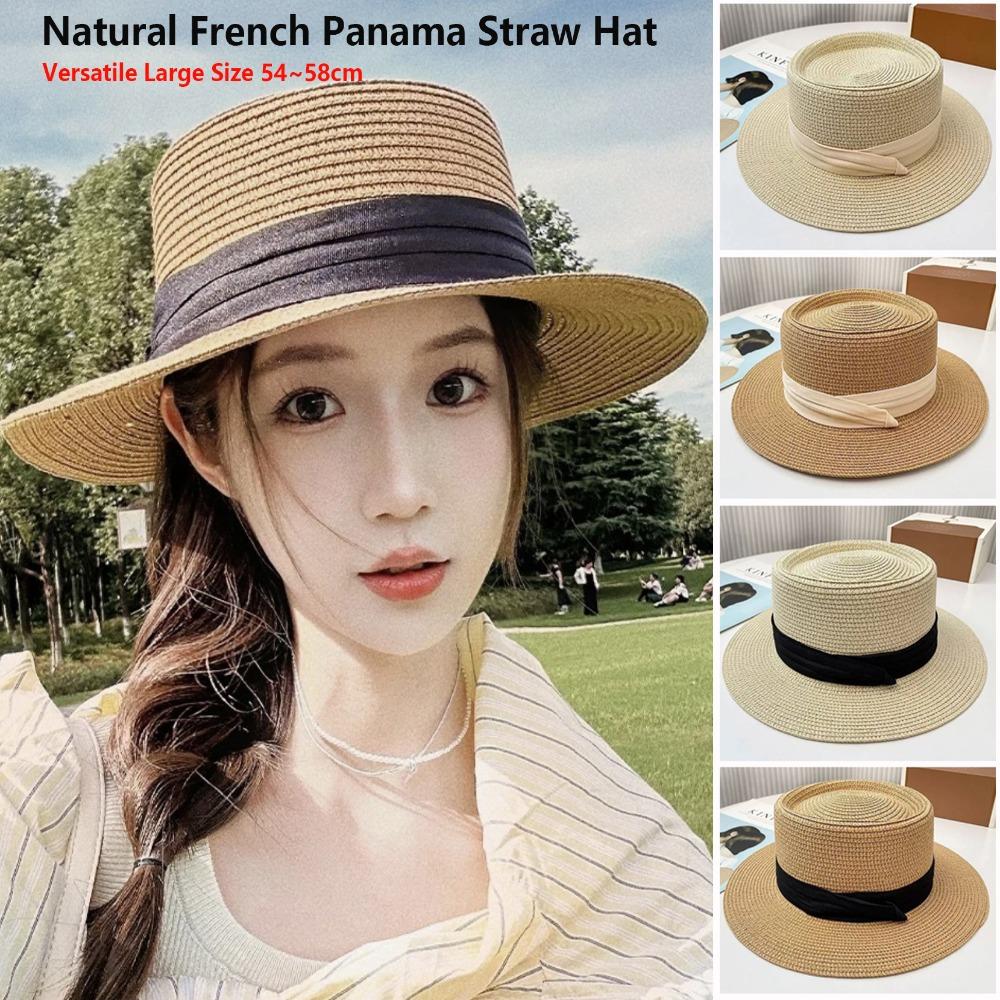 Cappello Panama Naturale Francese 54~58cm Versatile per Vacanze Protezione Solare