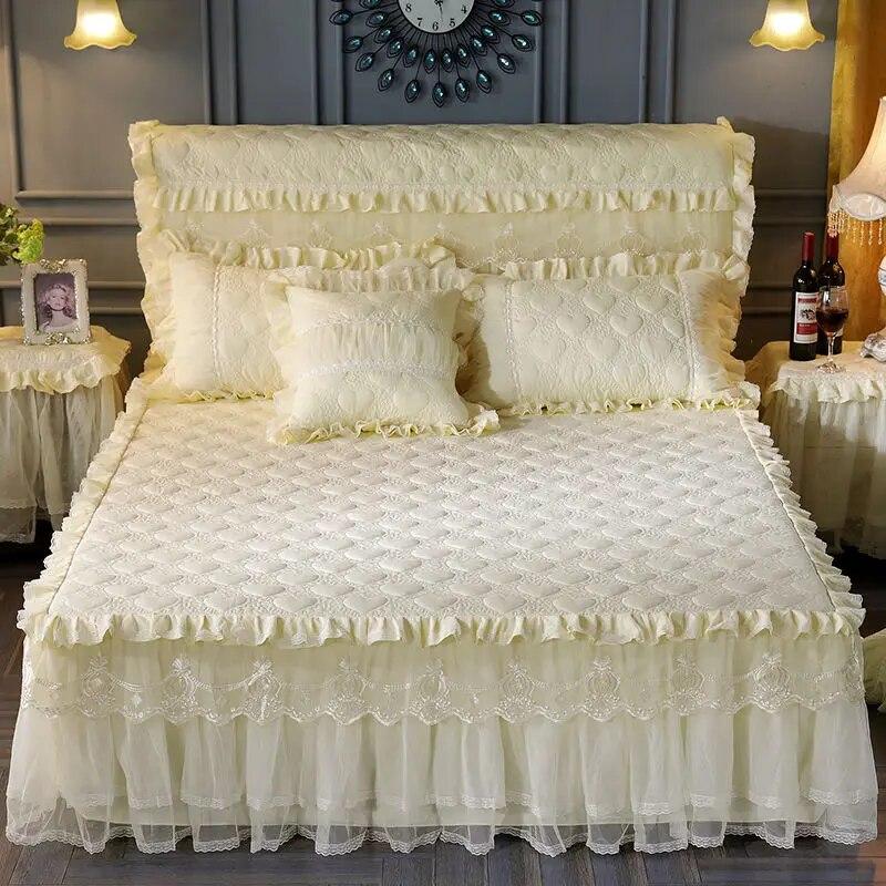 Home Warm Cotton Bed Spreads Thickened King Size Bed Cover Antiskid Bed Cover Lace Bedspreads Queen Size Bed Decoration