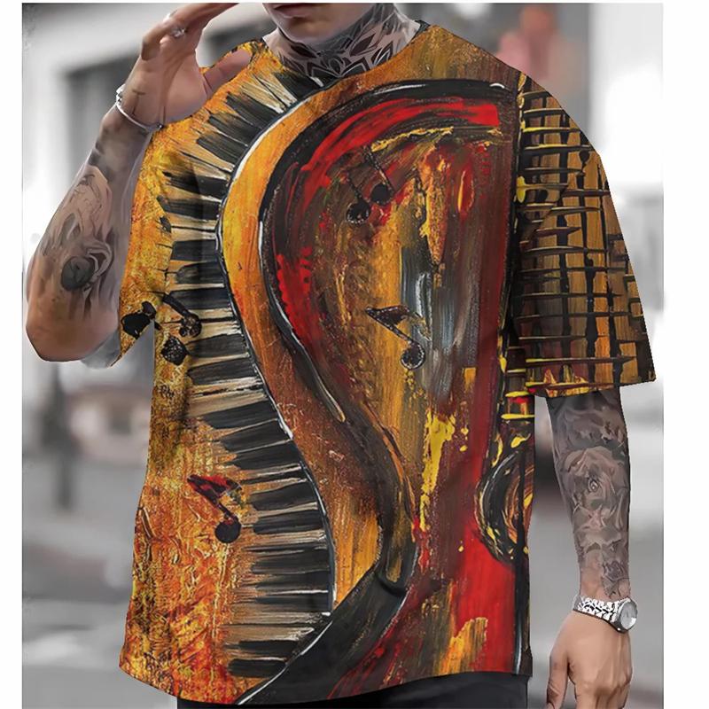 Retro Men's Short Sleeve T-shirt 3d Rock Music Print Tee Shirts For Men Clothing Summer Quick Dry Tees Top Street Harjauku
