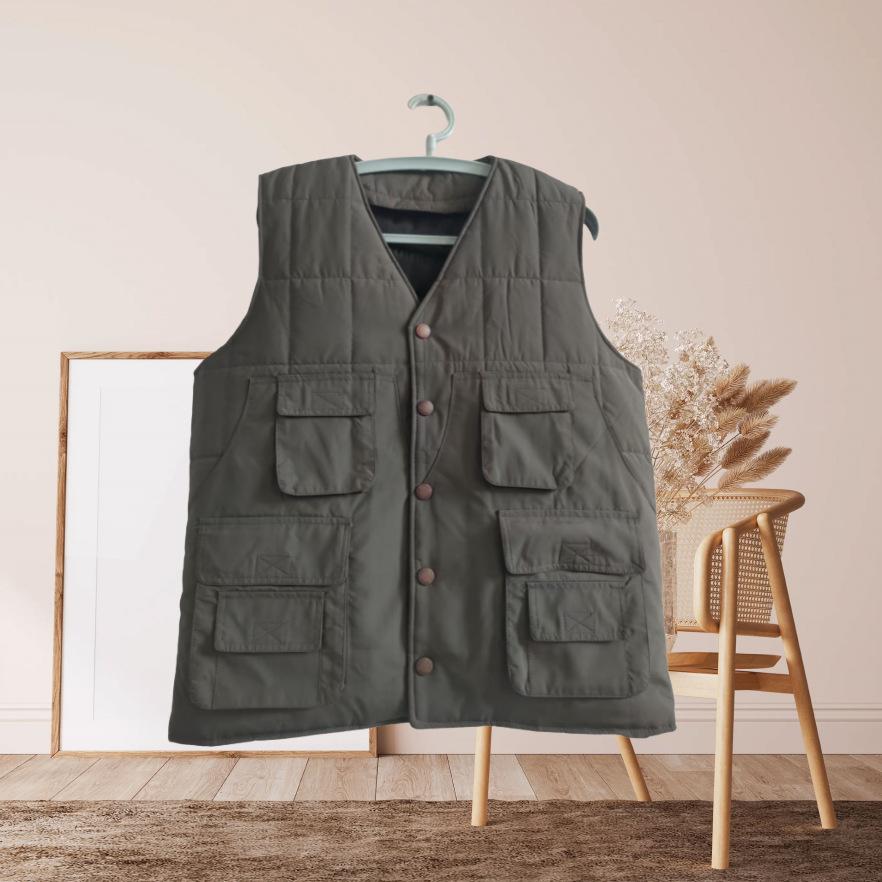 Men's Fur-Lined Wool Vest - Sheepskin Sleeveless Jacket for Middle-aged and Elderly Winter Warmth