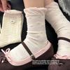 Floral-patterned Socks - Summer Lightweight Cotton Socks in Mid-length, Sweet Lace Stockings, Paired with Small Leather Shoes, Stackable Socks