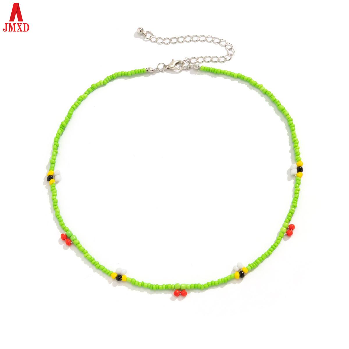 

JMXD-Универсальное ожерелье в этническом стиле с имитацией жемчуга, женское ретро, плетеное, с цветными бусинами из риса, простая цепочка на ключицу