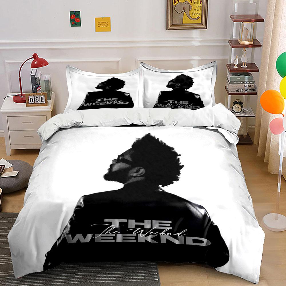 The Weeknd Schwarze Silhouette Set Bettwäsche Bettbezug-Set Bettbezug Kissenbezüge  (1*Bettbezug 2*Kissenbezüge, ohne Bettdecke) 135x200cm black
