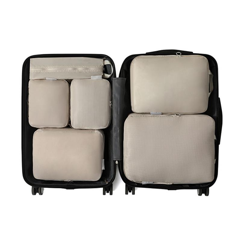 

6pcs Travel Luggage Organizer Clothing Compression Pack Classified Cloth Storage Bag Save Space Travel Portable Organizer Bag бежевий