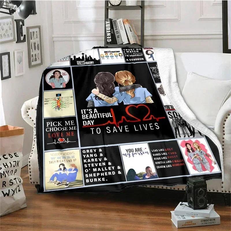TV Figures G-Grey's Anatomy Throw Blanket Soft Flannel Thin Blankets for Bed Sofa Cover Bedspread Picnic Cooling Gift Home Deco