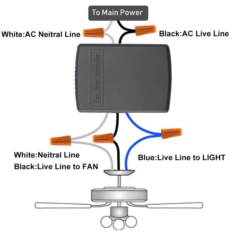 Mini Ceiling Fan Light Remote Control Kit 110-240V AC Timing Control Switch for Small Apartment Home Use