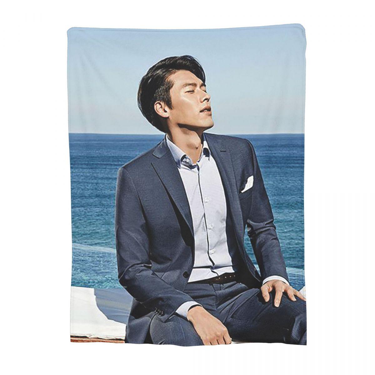 

Hyun Bin Kpop Blanket Soft Warm Flannel Throw Blanket Cover for Bed Living room Picnic Travel Home Sofa 80x120cm
