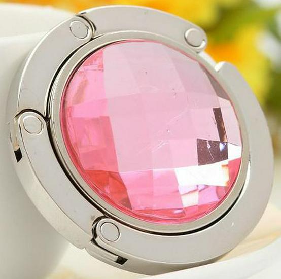 Portable Folding Crystal Handbag Hook - Rhinestone-Free Metal Clip for Table Edge