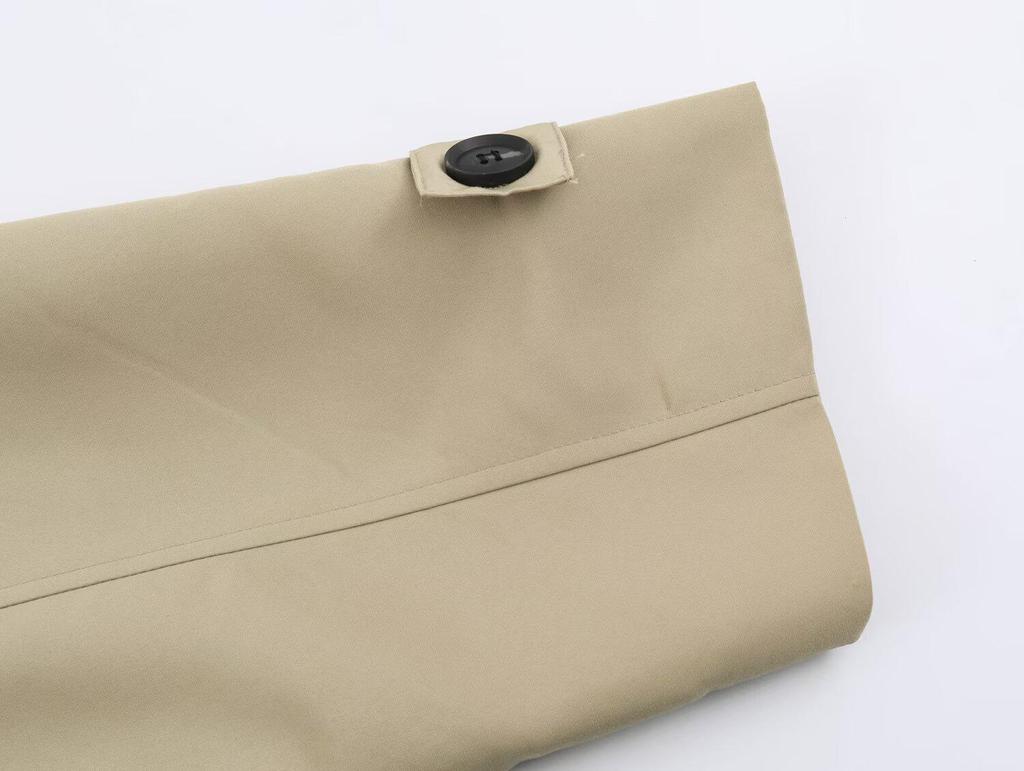 Verstellbarer Damen Khaki Kurzer Windbreaker - Stilvolle Europäische & Amerikanische Mode