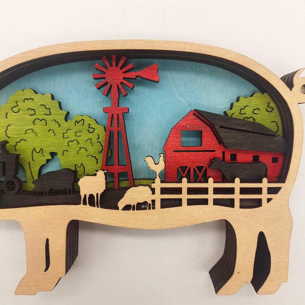 Wooden Crafts Creative Farm Animal Home Decoration Desktop Decoration