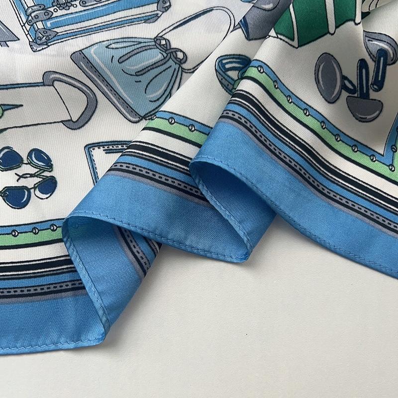 Scarf with print, women' synthetic silk, gift scarf, 70x70
