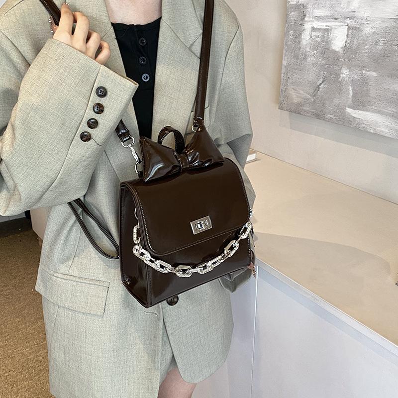 

Сумка-рюкзак с текстурированным бантом, женская сумка-мессенджер через плечо, популярная сумка для поездок на работу темно-коричневого