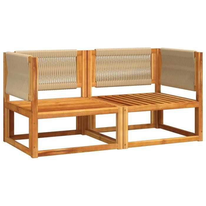 VidaXL Canapés d'angle de jardin avec coussins 2 pièces Bois d'acacia et corde 3278853