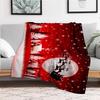 Christmas Greeting Card with Santa Claus and ReindeerBlanket Flannel Throw Blanket for Sofa, Bed, Travel, Camping, Office, Couch, Chair, And