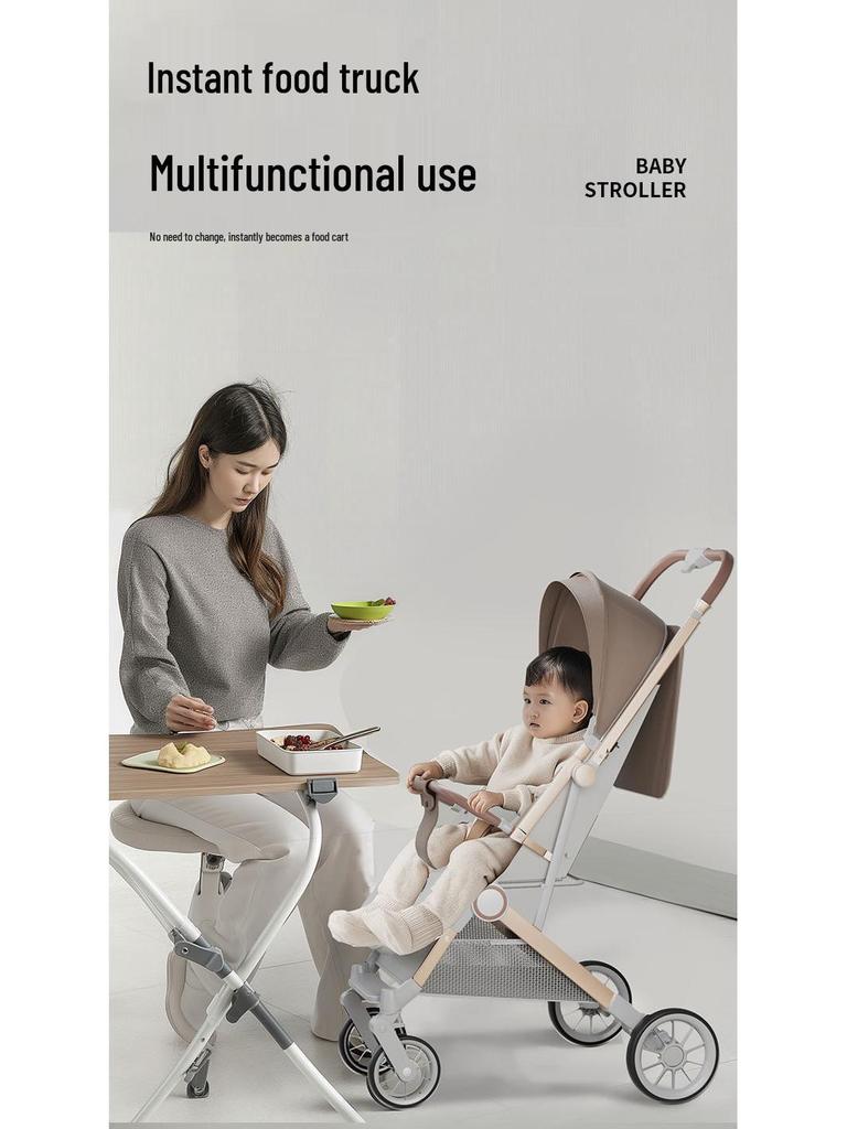 Two-way, Three-position Stroller: Sit or Lie, One-click Fold, Ultra-light, Portable Four-wheel Outdoor Baby Carriage.