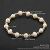 Freshwater Pearl Gold-plated Copper Round Bead Bracelet - Luxury Fashion Stretch Layered Bracelet