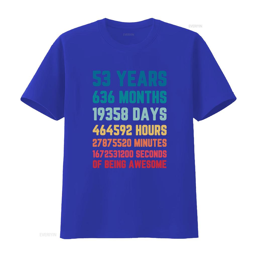53 Jahre 636 Monate 19358 Tage Herren T-Shirt 100% Baumwolle 53. Geburtstag vintage gewaschen leicht lässig stilvoll Unisex
