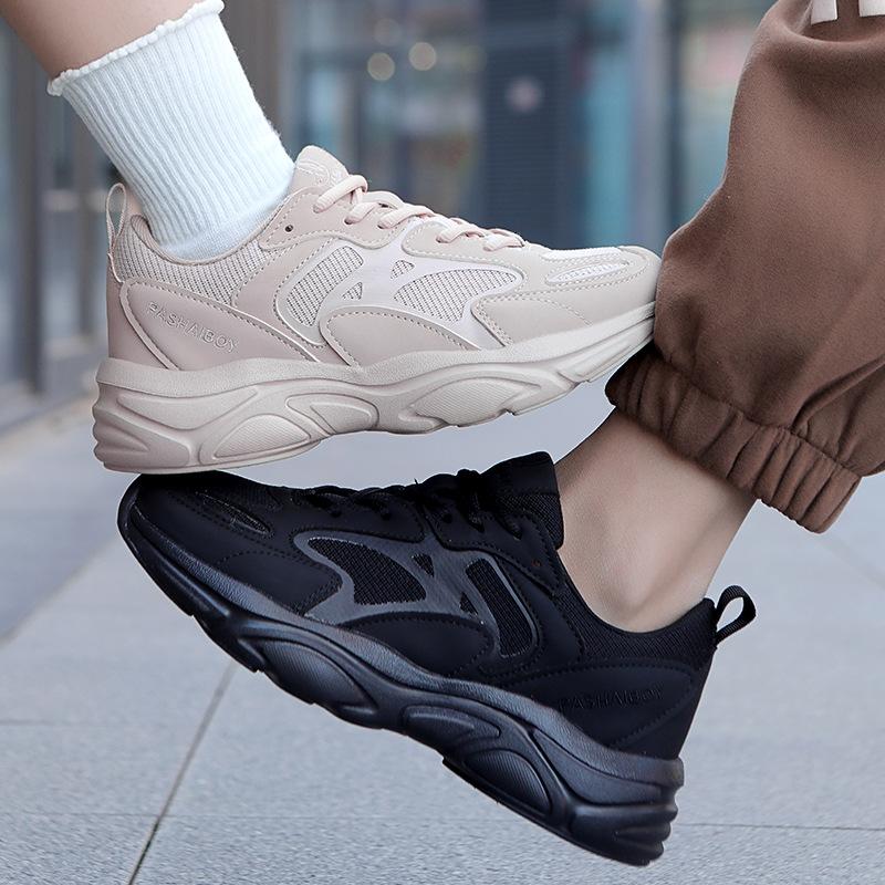 Autumn New Large Size Retro Heightened Platform Youth Running Mesh Sneakers Casual Dad Shoes