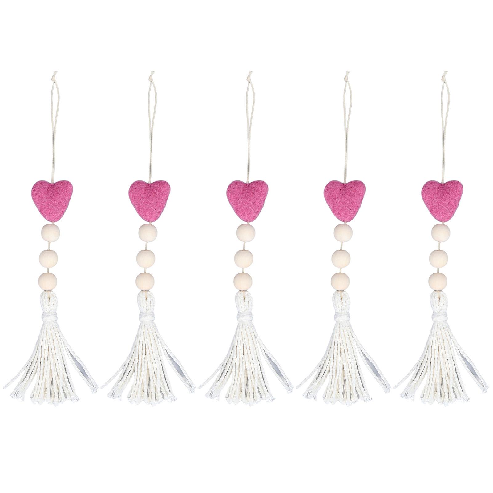 

5Pcs Tassel Pendant Heart Design Light Weight Bohemian Tassel Cute Keychains for Home Car Wall Decoration Gifts