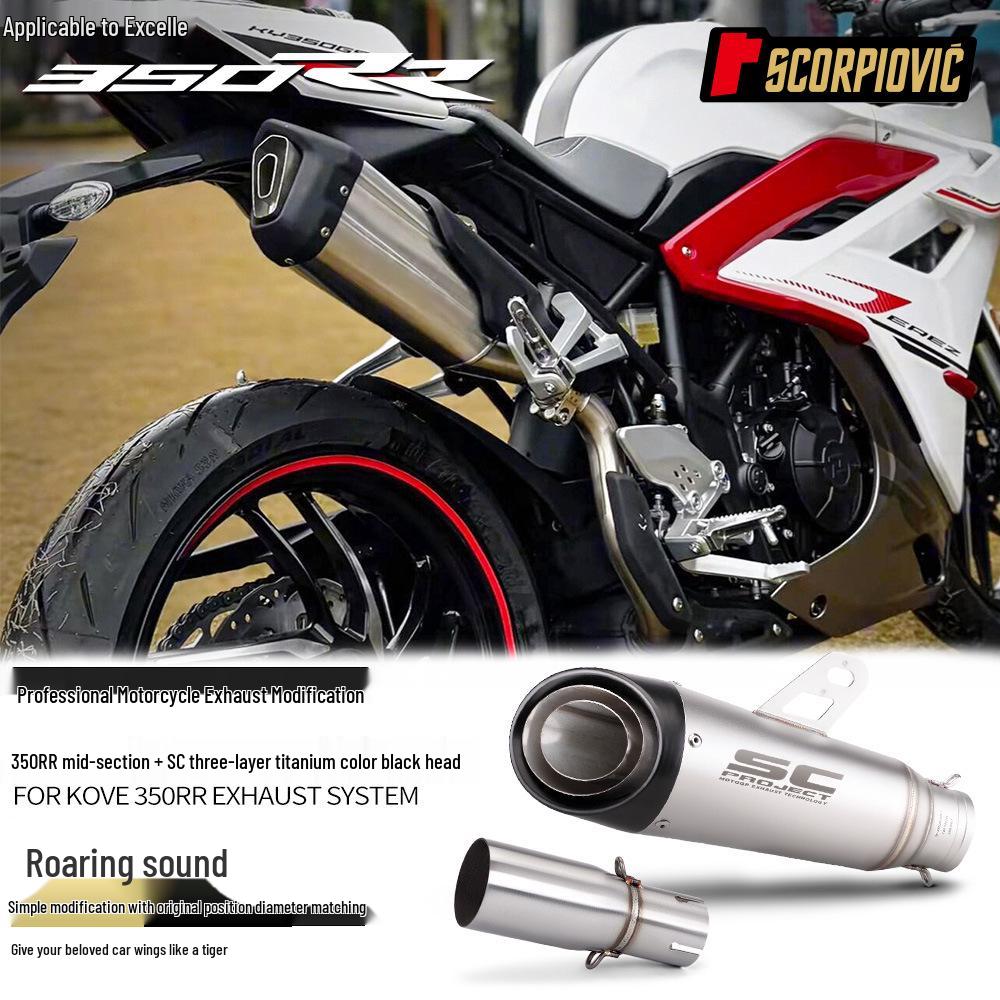 Avgassystem i rostfritt stål (mellan- och bakre) för Kovea 350RR Motorcykel - Skadefri Direktmontering