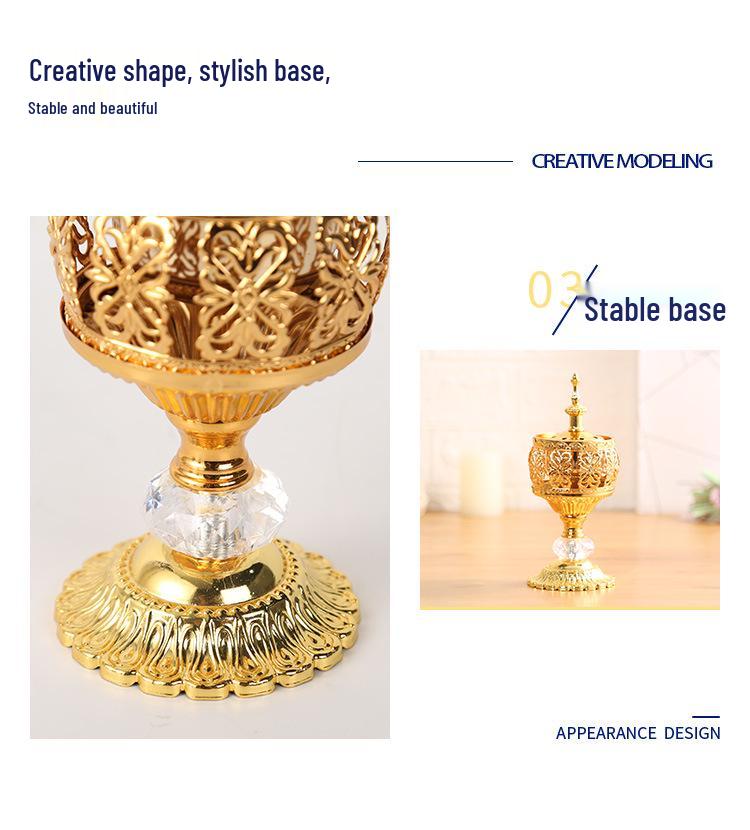 Middle Eastern Lace Metal Incense Burner - Fashionable Sandalwood Ornament for Home Decor