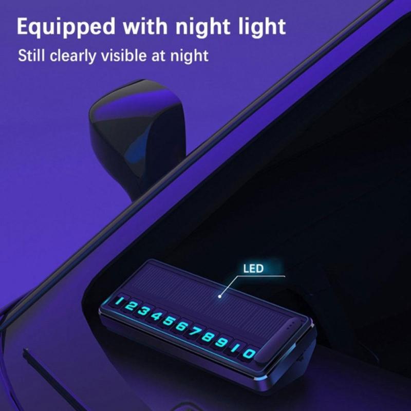 Solar Powered Privacy Parking Phone Number Plate With LED Light And Rotating Switches For Car Motorcycle